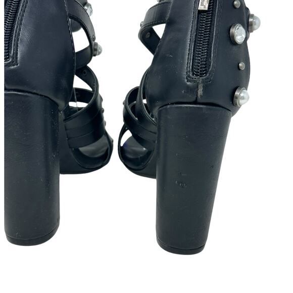 Michael Antonio black embellished studded strappy heel sandals size 6.5 - Picture 7 of 12